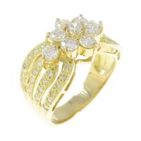 K18YG フラワー ダイヤモンドリング