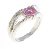 K18WG ハート ピンクサファイヤリング