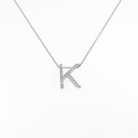 K18WG イニシャルK ダイヤモンドネックレス