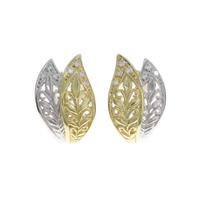 K18YG／K18WG リーフ ダイヤモンドイヤリング