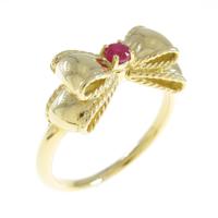 K18YG リボン ルビーリング