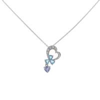 K10WG ハート カラーストーンネックレス