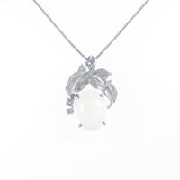 K18WG リーフ ムーンストーンネックレス