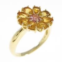 K18YG フラワー トルマリンリング