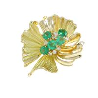 K18YG フラワー エメラルドペンダント