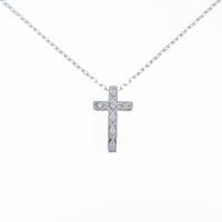 K18WG クロス ダイヤモンドネックレス