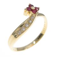 K18YG フラワー ルビーリング
