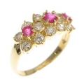 K18YG フラワー ルビーリング