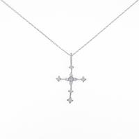 K18WG クロス ダイヤモンドネックレス
