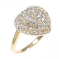 K18YG ハート パヴェ ダイヤモンドリング