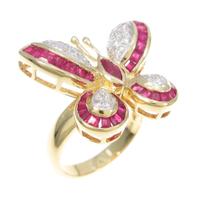 K18YG／K18WG バタフライ ルビーリング