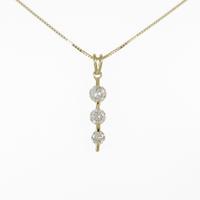 K18YG スリーストーン ダイヤモンドネックレス