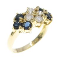 K18YG フラワー サファイヤリング