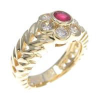 K18YG フラワー ルビーリング