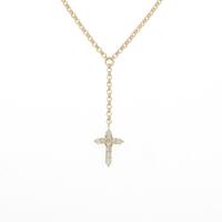 K18YG クロス ダイヤモンドネックレス