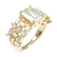 【リメイク】K18YG ダイヤモンドリング 1．585ct・VLY・VVS2・エメラルドカット
