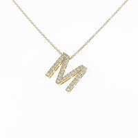 K18YG イニシャルM ダイヤモンドネックレス