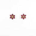 K18YG フラワー ルビーピアス