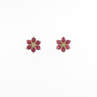 K18YG フラワー ルビーピアス