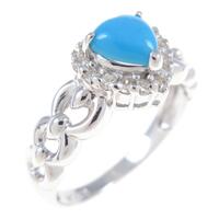 K14WG ハート トルコイシリング