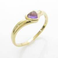 18KYG ハート アメジストリング