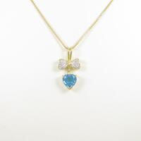 750YG／750WG／K18YG ハート ブルートパーズネックレス