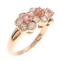 K18PG フラワー ピンクサファイヤリング