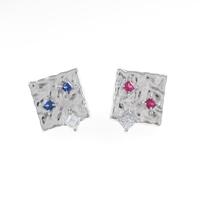 K18WG カラーストーンピアス