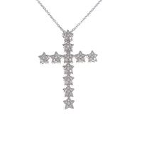 K18WG クロス ダイヤモンドネックレス