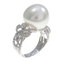 K18WG シロチョウパールリング