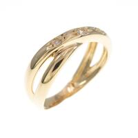 K18YG スリーストーン ダイヤモンドピンキーリング