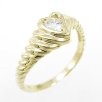 K18YG ハート ダイヤモンドリング