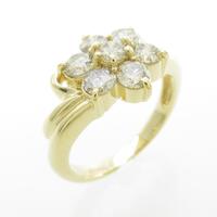 K18YG フラワー ダイヤモンドリング