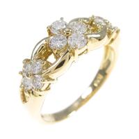 K18YG フラワー ダイヤモンドリング