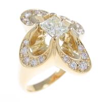 K18YG フラワー ダイヤモンドリング