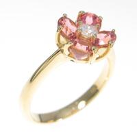 K18YG フラワー トルマリンリング