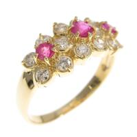 K18YG フラワー ルビーリング