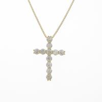 K18YG クロス ダイヤモンドネックレス