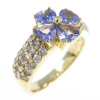 K18YG フラワー タンザナイトリング