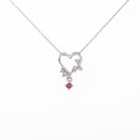K18WG ハート ルビーネックレス