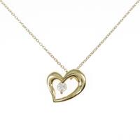 K18YG ハート ダイヤモンドネックレス