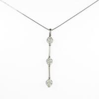 K18WG スリーストーン ダイヤモンドネックレス