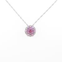 K18WG フラワー カラーストーンネックレス