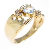 K18YG ハート アクアマリンリング