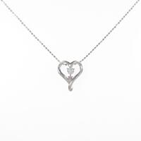 K18WG ハート ダイヤモンドネックレス