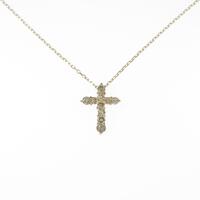 K18YG クロス ダイヤモンドネックレス