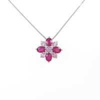 K18WG フラワー カラーストーンネックレス