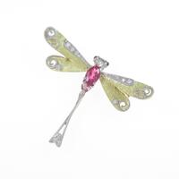 K18YG／K18WG トンボ カラーストーンブローチ