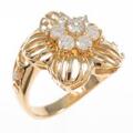 K18YG フラワー ダイヤモンドリング