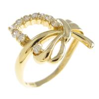 K18YG リボン ダイヤモンドリング